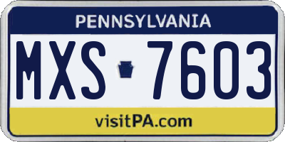 PA license plate MXS7603
