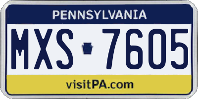 PA license plate MXS7605