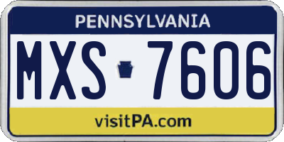 PA license plate MXS7606