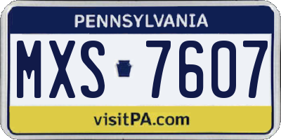 PA license plate MXS7607