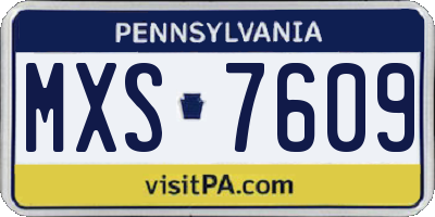 PA license plate MXS7609