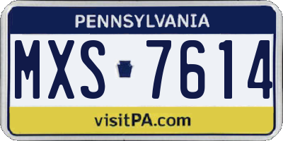 PA license plate MXS7614