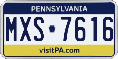 PA license plate MXS7616