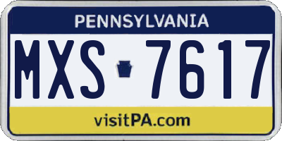 PA license plate MXS7617