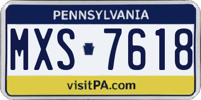 PA license plate MXS7618