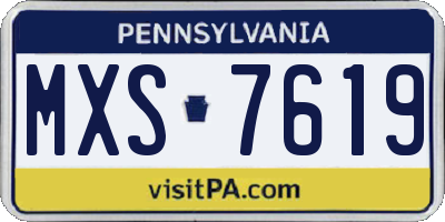 PA license plate MXS7619
