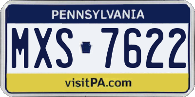 PA license plate MXS7622