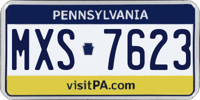 PA license plate MXS7623