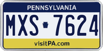 PA license plate MXS7624