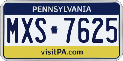 PA license plate MXS7625