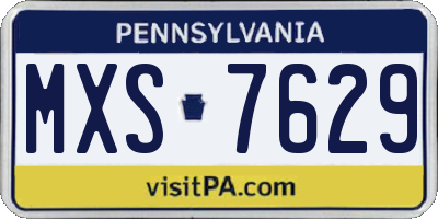 PA license plate MXS7629