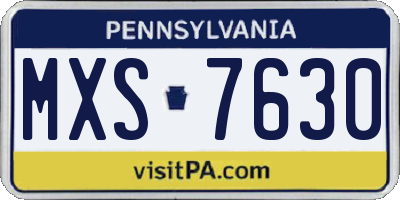 PA license plate MXS7630