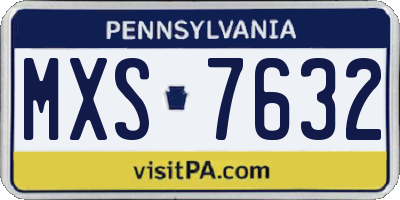 PA license plate MXS7632
