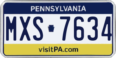 PA license plate MXS7634