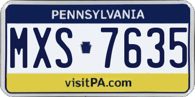 PA license plate MXS7635
