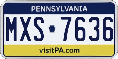 PA license plate MXS7636