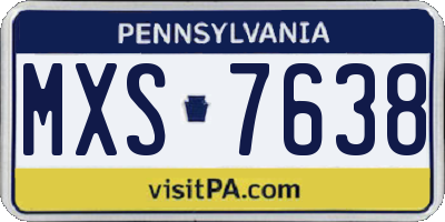 PA license plate MXS7638