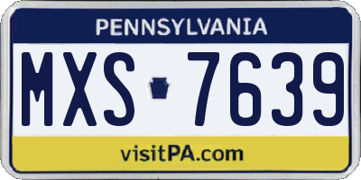 PA license plate MXS7639