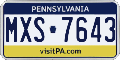 PA license plate MXS7643