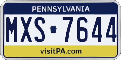 PA license plate MXS7644
