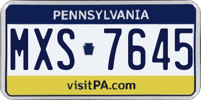 PA license plate MXS7645