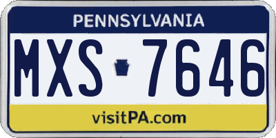 PA license plate MXS7646