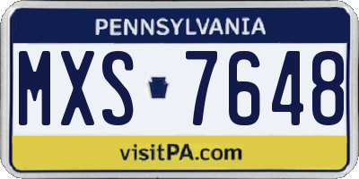 PA license plate MXS7648