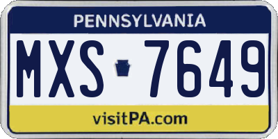 PA license plate MXS7649