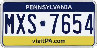 PA license plate MXS7654