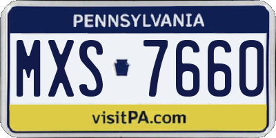 PA license plate MXS7660