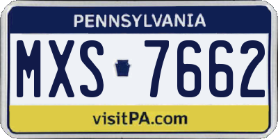 PA license plate MXS7662