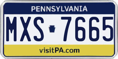 PA license plate MXS7665