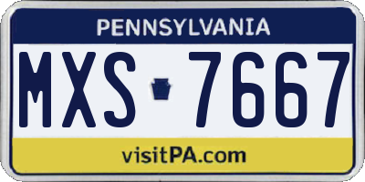 PA license plate MXS7667