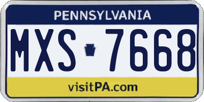 PA license plate MXS7668
