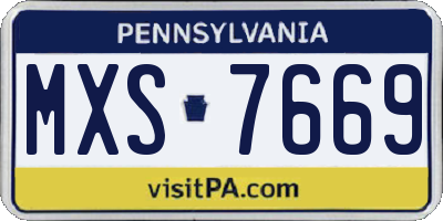 PA license plate MXS7669