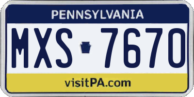 PA license plate MXS7670