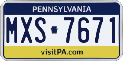 PA license plate MXS7671