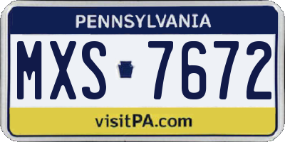 PA license plate MXS7672