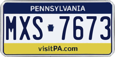 PA license plate MXS7673