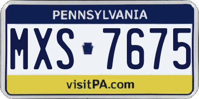PA license plate MXS7675