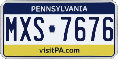 PA license plate MXS7676