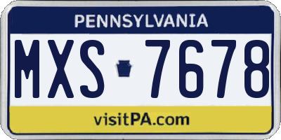 PA license plate MXS7678
