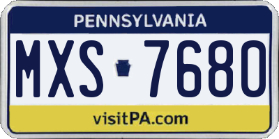 PA license plate MXS7680