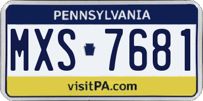 PA license plate MXS7681