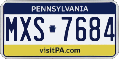 PA license plate MXS7684