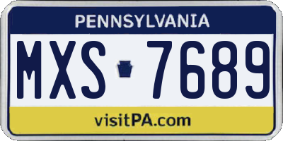 PA license plate MXS7689