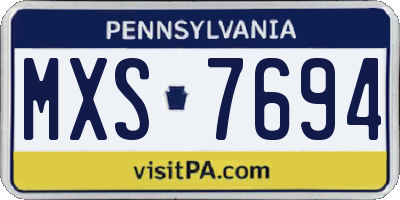 PA license plate MXS7694