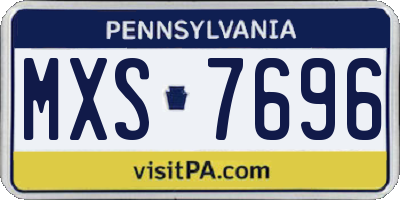 PA license plate MXS7696