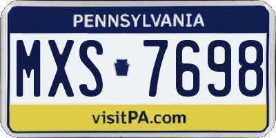 PA license plate MXS7698