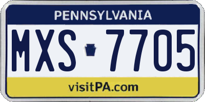 PA license plate MXS7705